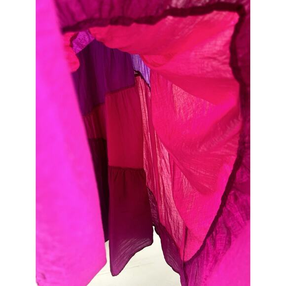 Indikka XL Pink Purple Colorblock Maxi Skirt Tiered Boho Maxi Colorful Prairie - Picture 10 of 14
